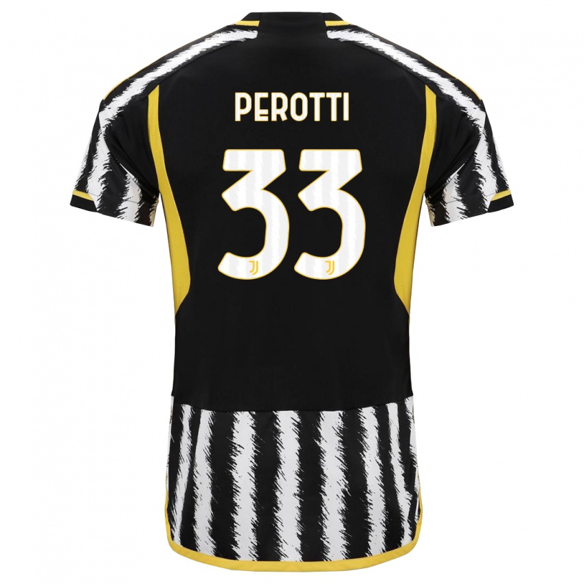Niño Camiseta Clemente Perotti #33 Blanco Negro 1ª Equipación 2023/24 La Camisa