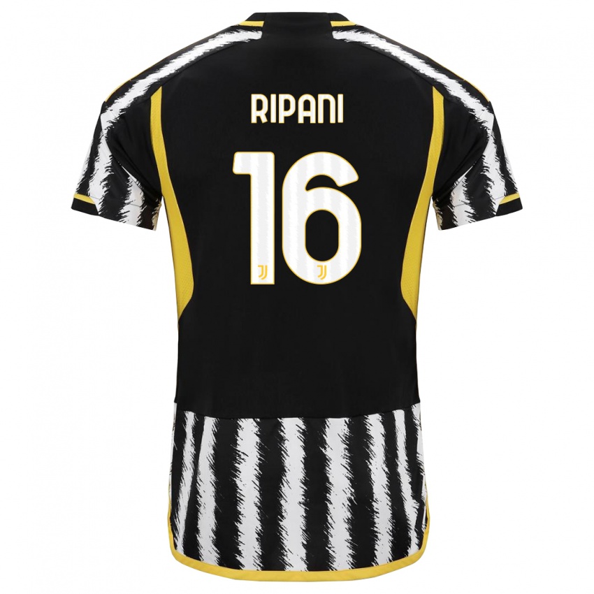 Niño Camiseta Diego Ripani #16 Blanco Negro 1ª Equipación 2023/24 La Camisa