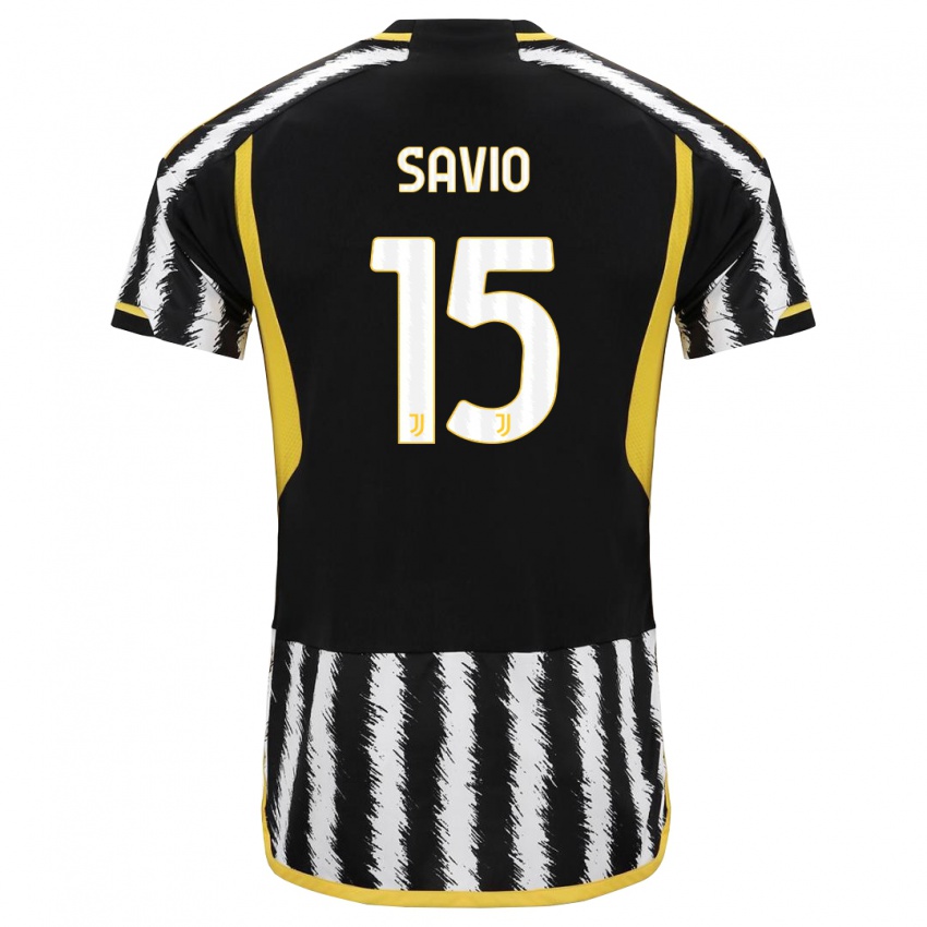 Niño Camiseta Federico Savio #15 Blanco Negro 1ª Equipación 2023/24 La Camisa