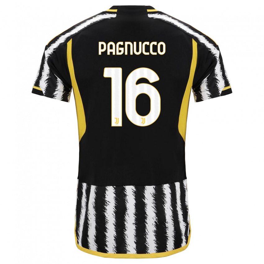 Niño Camiseta Filippo Pagnucco #16 Blanco Negro 1ª Equipación 2023/24 La Camisa
