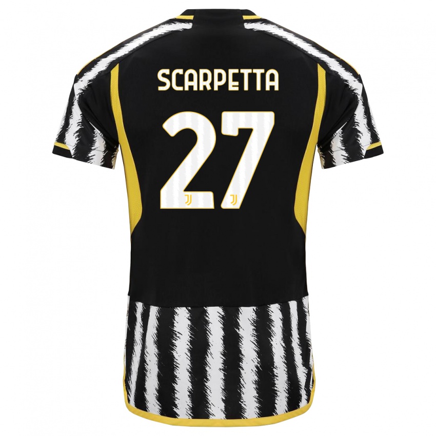 Niño Camiseta Jacopo Scarpetta #27 Blanco Negro 1ª Equipación 2023/24 La Camisa