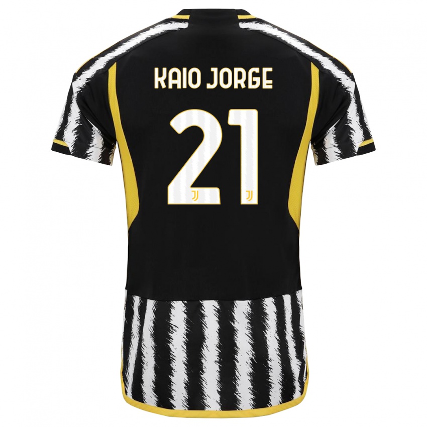 Niño Camiseta Kaio Jorge #21 Blanco Negro 1ª Equipación 2023/24 La Camisa