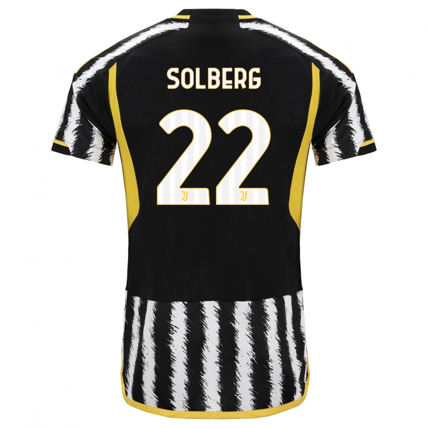 Niño Camiseta Elias Solberg #22 Blanco Negro 1ª Equipación 2023/24 La Camisa
