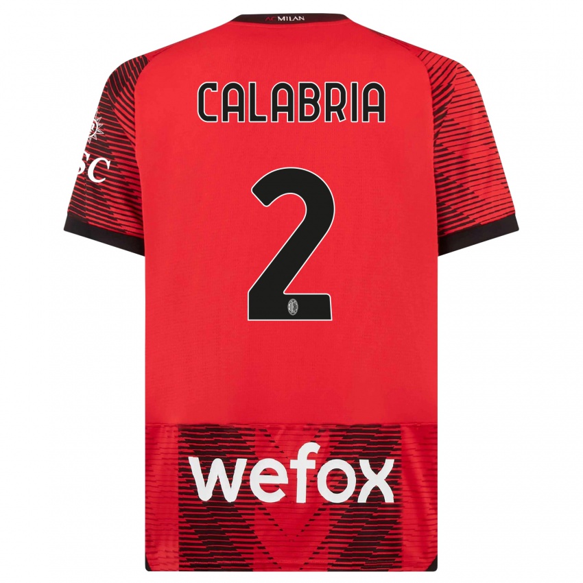 Niño Camiseta Davide Calabria #2 Negro Rojo 1ª Equipación 2023/24 La Camisa