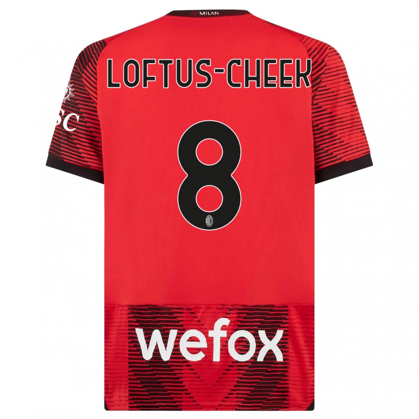 Niño Camiseta Ruben Loftus-Cheek #8 Negro Rojo 1ª Equipación 2023/24 La Camisa