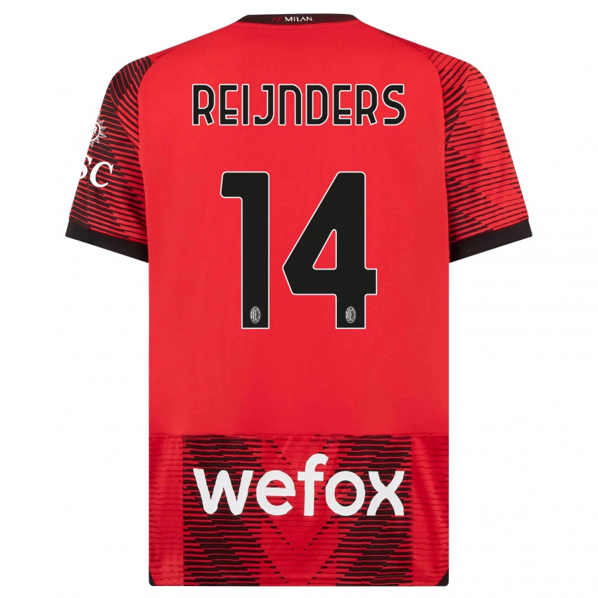Niño Camiseta Tijjani Reijnders #14 Negro Rojo 1ª Equipación 2023/24 La Camisa