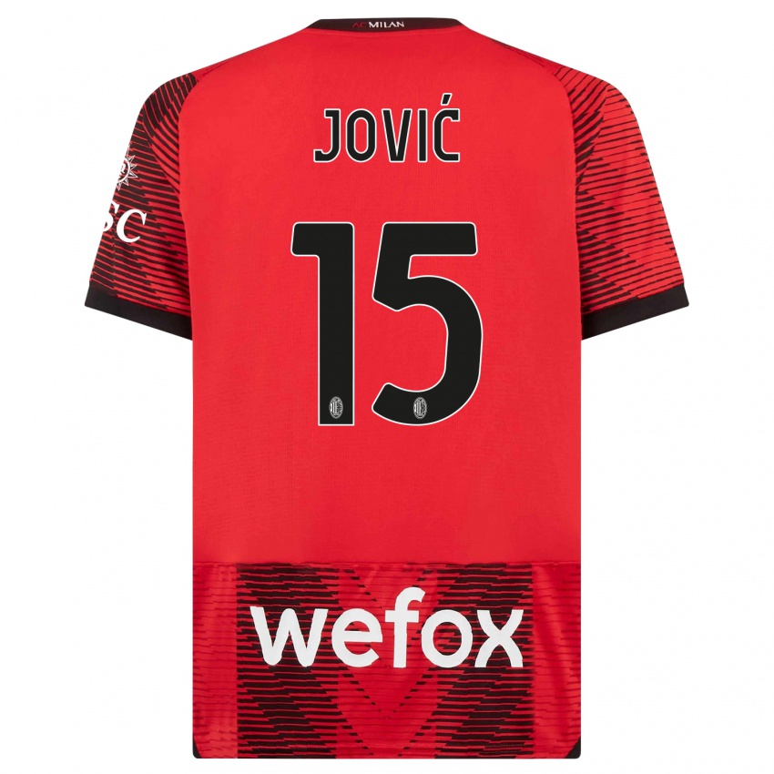 Niño Camiseta Luka Jovic #15 Negro Rojo 1ª Equipación 2023/24 La Camisa