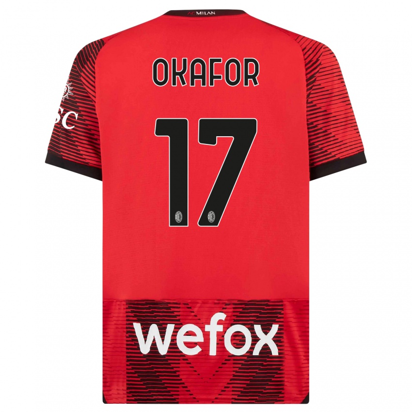 Niño Camiseta Noah Okafor #17 Negro Rojo 1ª Equipación 2023/24 La Camisa
