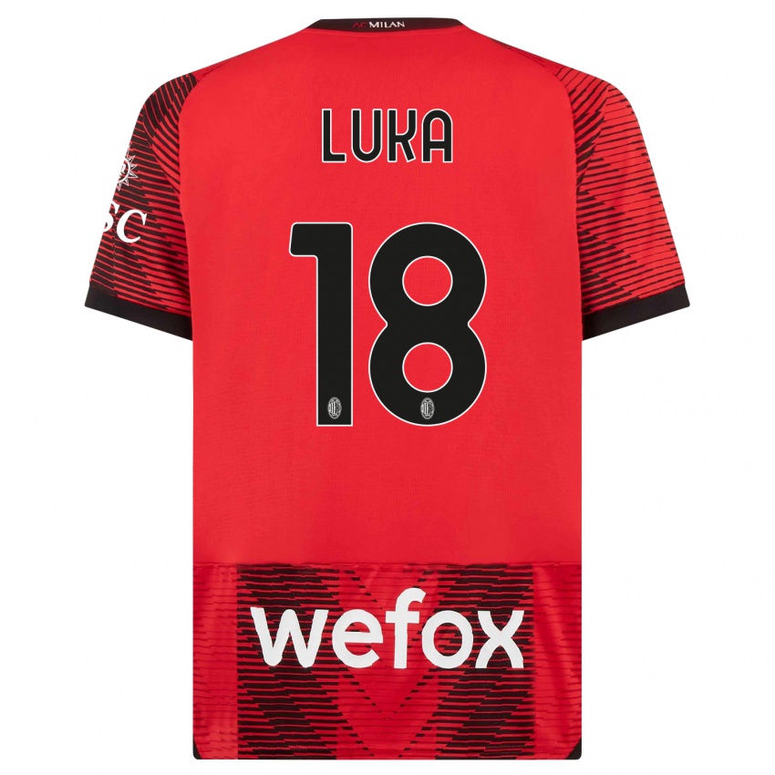 Niño Camiseta Luka Romero #18 Negro Rojo 1ª Equipación 2023/24 La Camisa