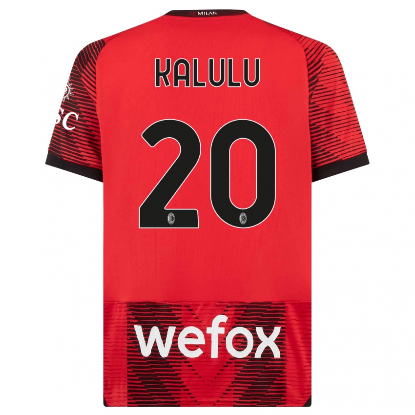 Niño Camiseta Pierre Kalulu #20 Negro Rojo 1ª Equipación 2023/24 La Camisa