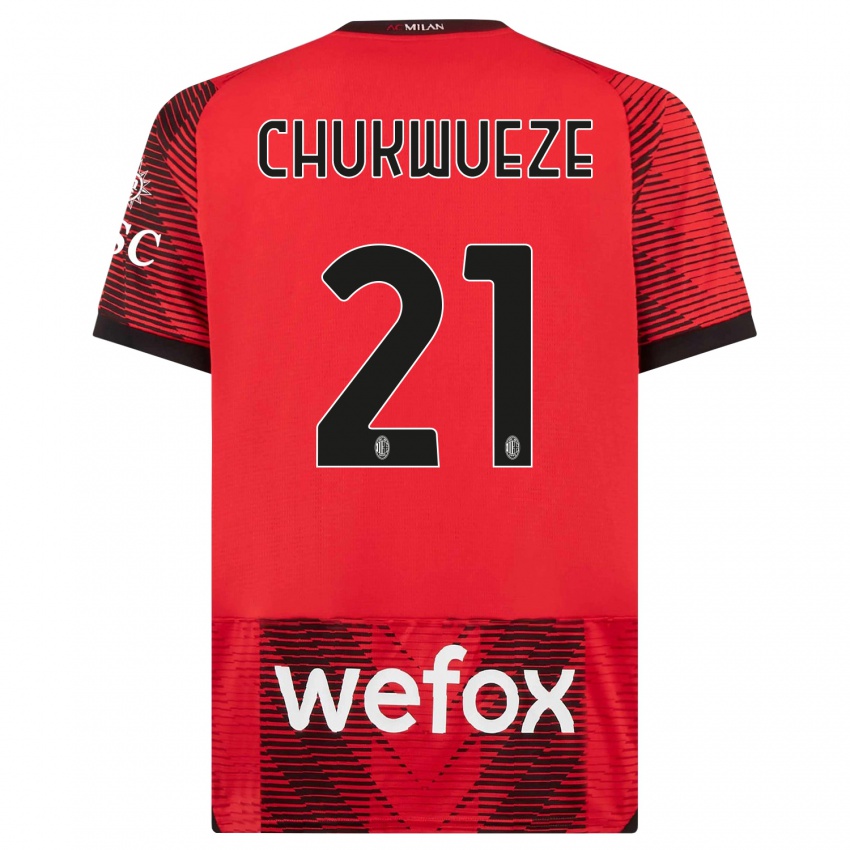 Niño Camiseta Samuel Chukwueze #21 Negro Rojo 1ª Equipación 2023/24 La Camisa