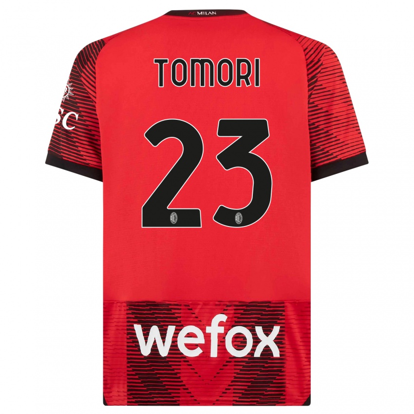 Niño Camiseta Fikayo Tomori #23 Negro Rojo 1ª Equipación 2023/24 La Camisa