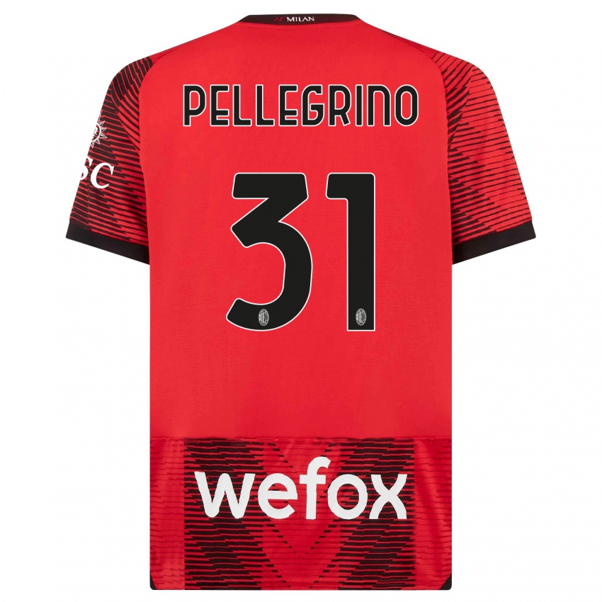 Niño Camiseta Marco Pellegrino #31 Negro Rojo 1ª Equipación 2023/24 La Camisa