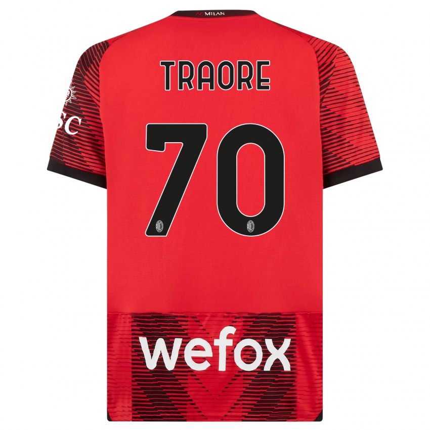 Niño Camiseta Chaka Traore #70 Negro Rojo 1ª Equipación 2023/24 La Camisa