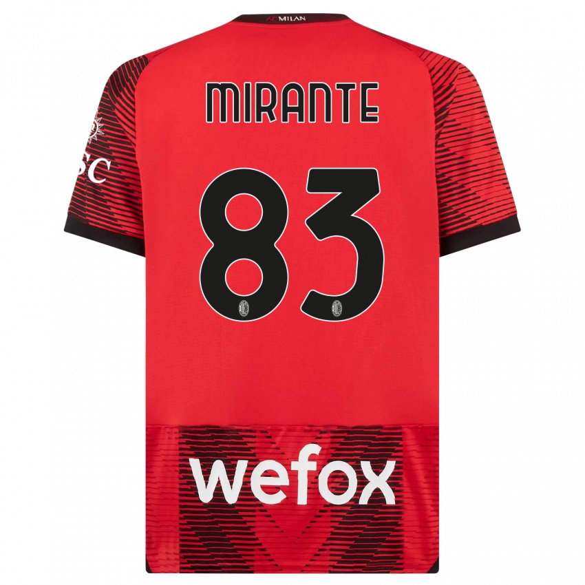 Niño Camiseta Antonio Mirante #83 Negro Rojo 1ª Equipación 2023/24 La Camisa