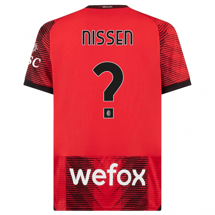Niño Camiseta Fredrik Nissen #0 Negro Rojo 1ª Equipación 2023/24 La Camisa