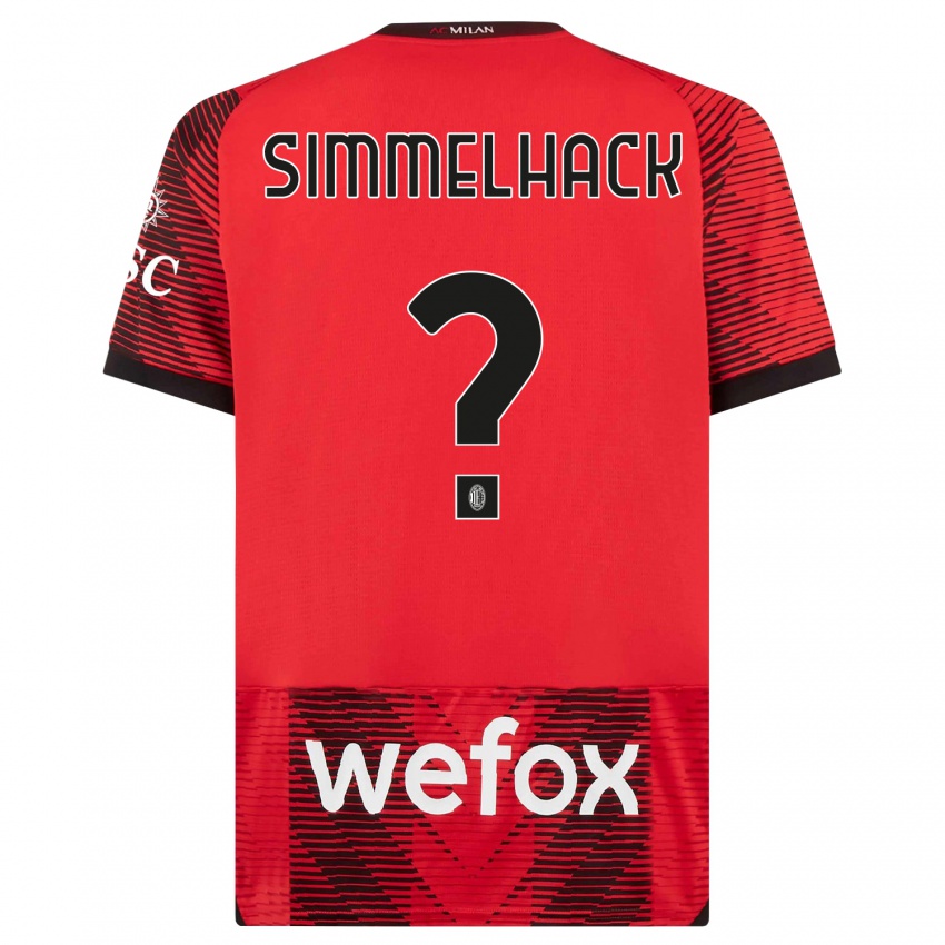 Niño Camiseta Alexander Simmelhack #0 Negro Rojo 1ª Equipación 2023/24 La Camisa