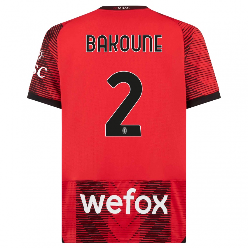 Niño Camiseta Adam Bakoune #2 Negro Rojo 1ª Equipación 2023/24 La Camisa
