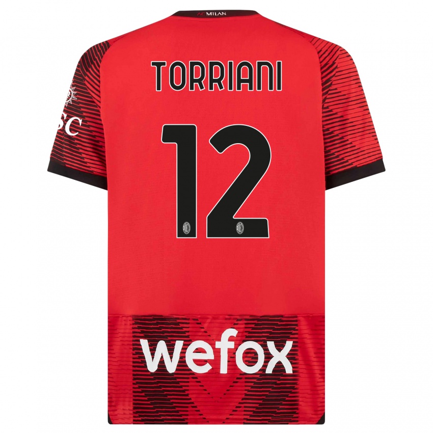 Niño Camiseta Lorenzo Torriani #12 Negro Rojo 1ª Equipación 2023/24 La Camisa