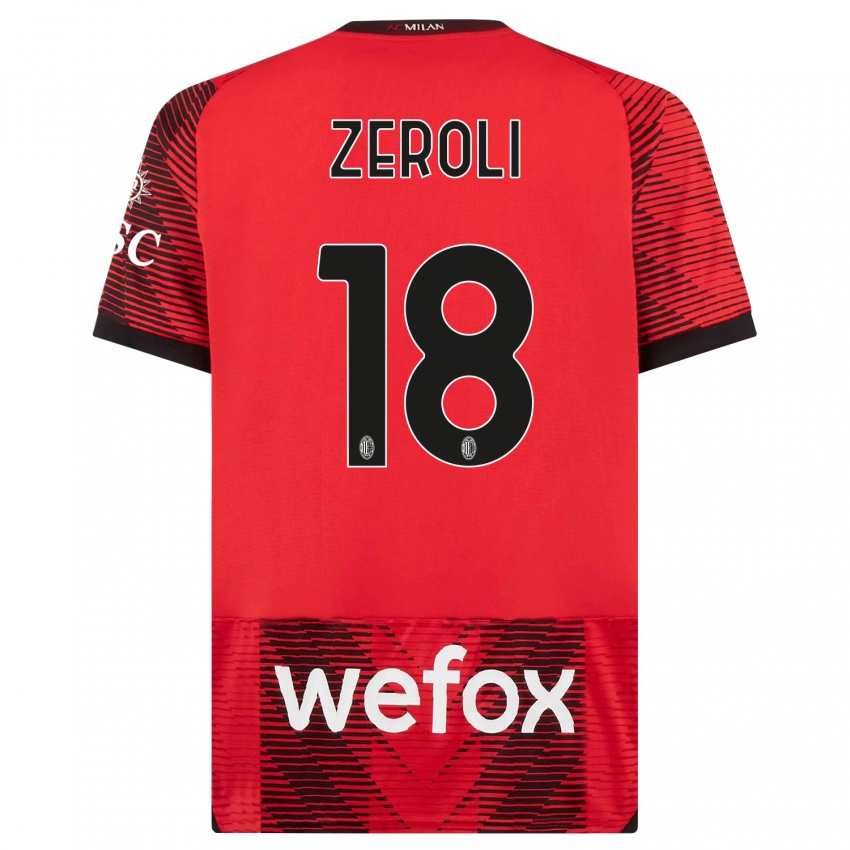 Niño Camiseta Kevin Zeroli #18 Negro Rojo 1ª Equipación 2023/24 La Camisa