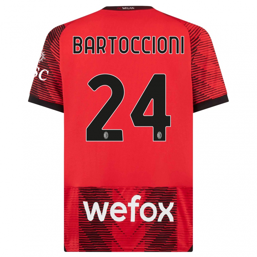 Niño Camiseta Andrea Bartoccioni #24 Negro Rojo 1ª Equipación 2023/24 La Camisa