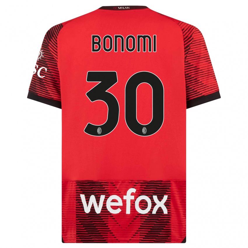 Niño Camiseta Alessandro Bonomi #30 Negro Rojo 1ª Equipación 2023/24 La Camisa