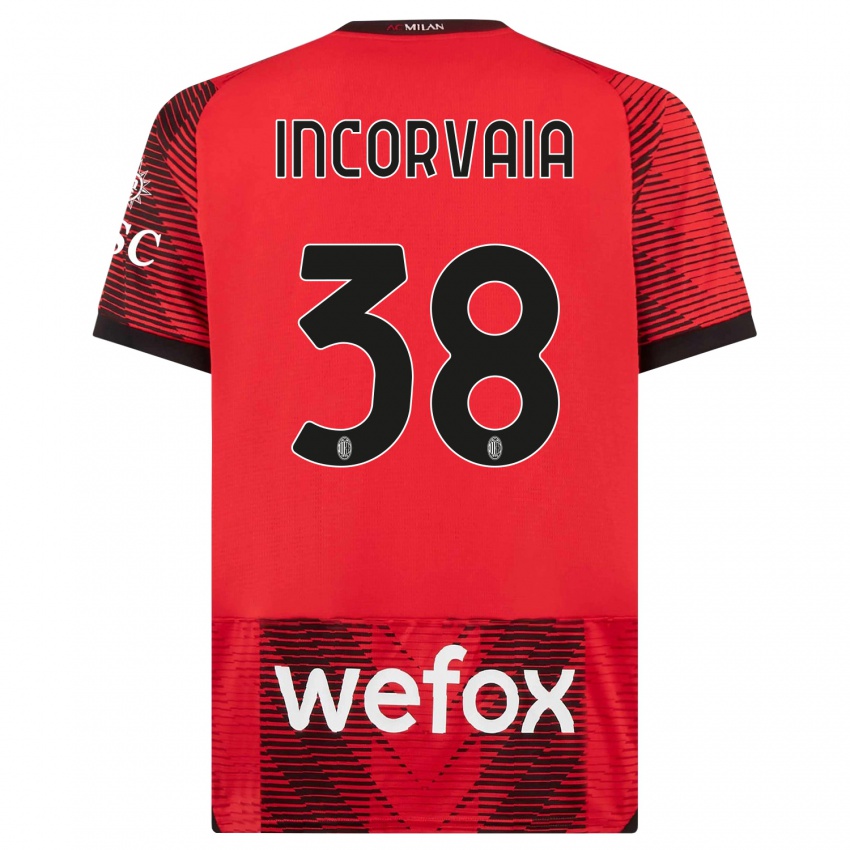Niño Camiseta Giovanni Incorvaia #38 Negro Rojo 1ª Equipación 2023/24 La Camisa