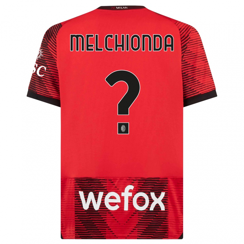 Niño Camiseta Marco Melchionda #0 Negro Rojo 1ª Equipación 2023/24 La Camisa