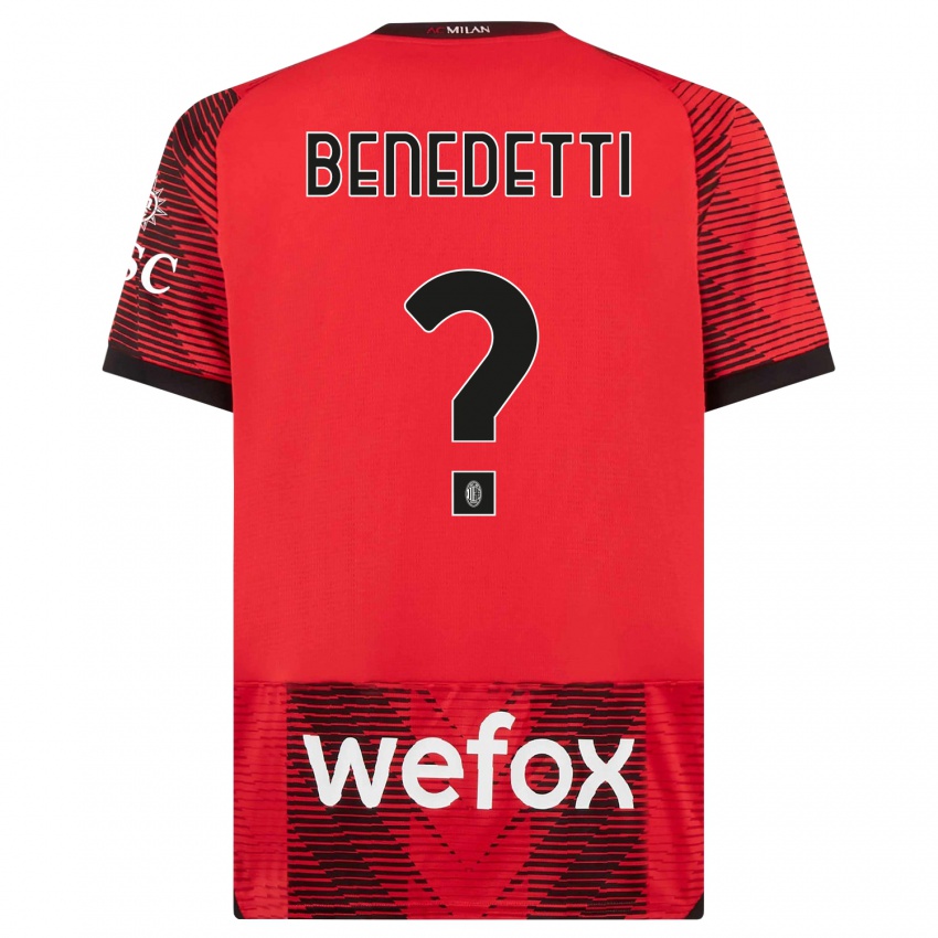 Niño Camiseta Gioele Benedetti #0 Negro Rojo 1ª Equipación 2023/24 La Camisa