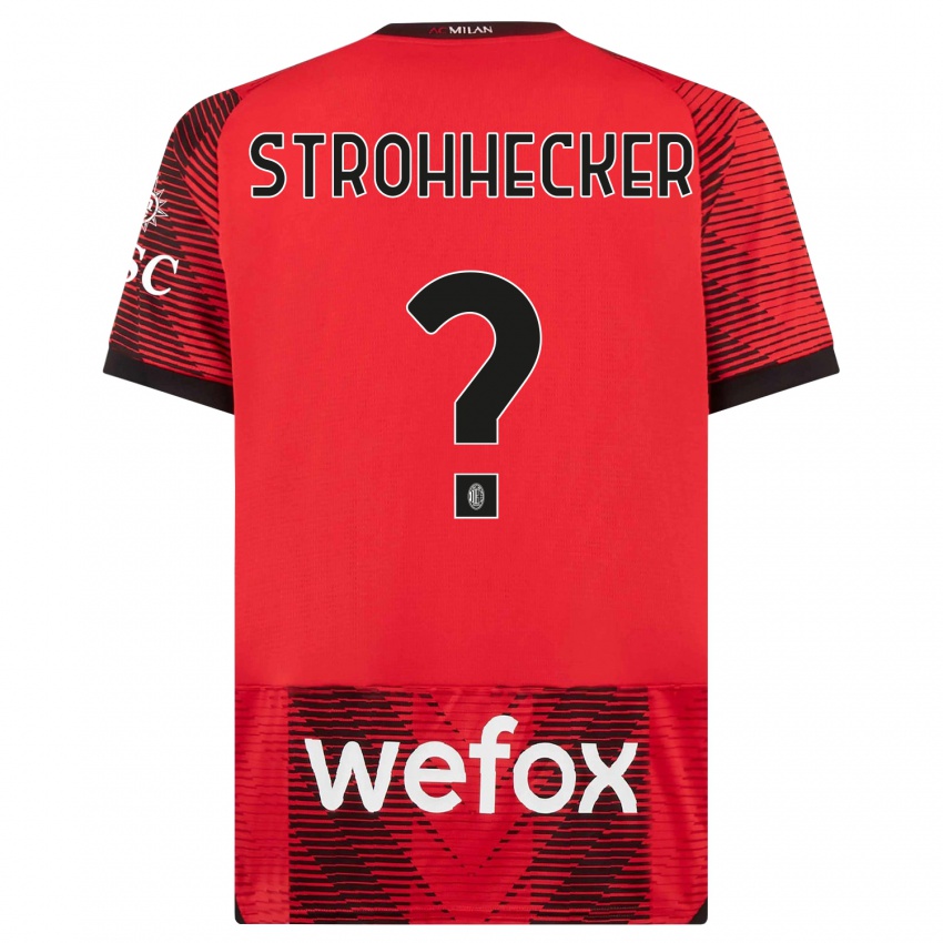 Niño Camiseta Riccardo Strohhecker #0 Negro Rojo 1ª Equipación 2023/24 La Camisa
