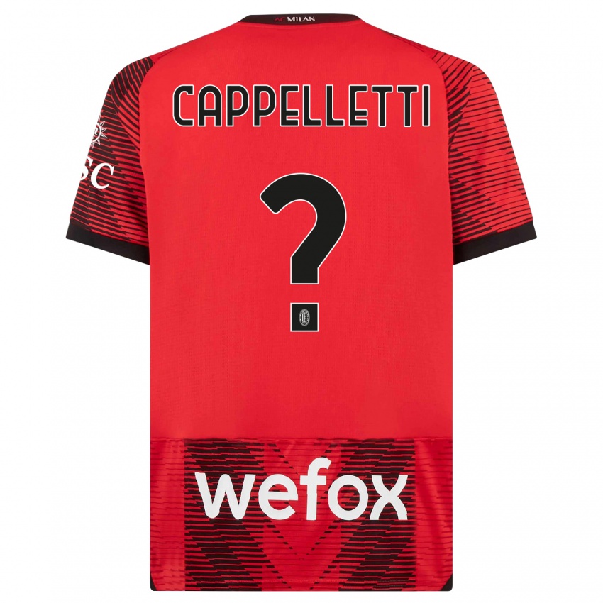 Niño Camiseta Mattia Cappelletti #0 Negro Rojo 1ª Equipación 2023/24 La Camisa