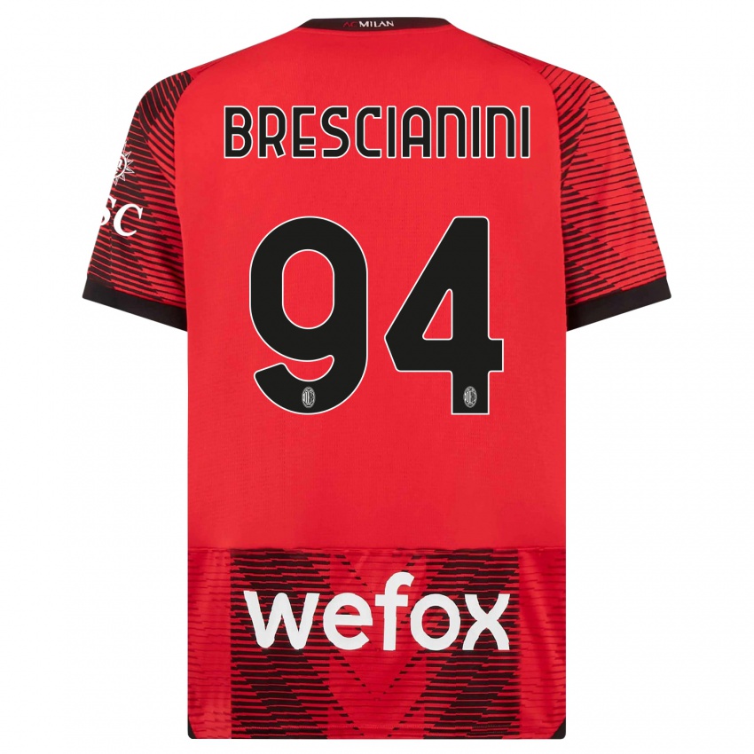 Niño Camiseta Marco Brescianini #94 Negro Rojo 1ª Equipación 2023/24 La Camisa