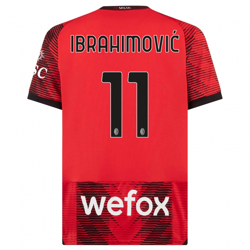 Niño Camiseta Zlatan Ibrahimovic #11 Negro Rojo 1ª Equipación 2023/24 La Camisa