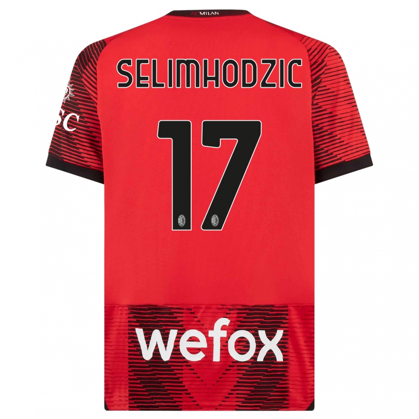 Niño Camiseta Noa Selimhodzic #17 Negro Rojo 1ª Equipación 2023/24 La Camisa