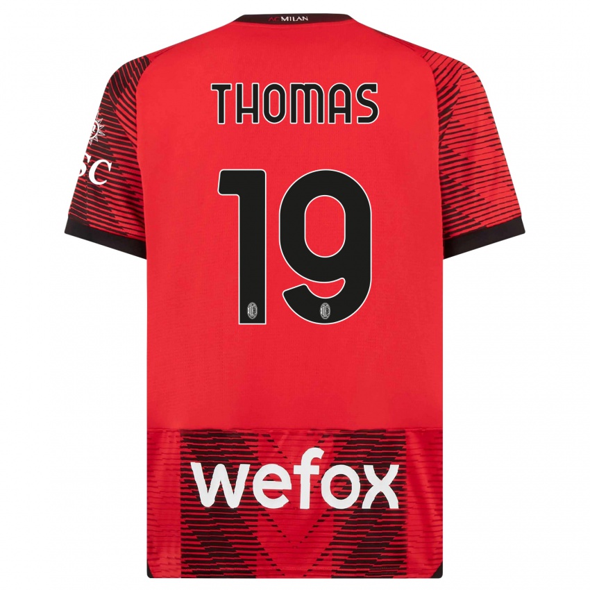 Niño Camiseta Lindsey Thomas #19 Negro Rojo 1ª Equipación 2023/24 La Camisa