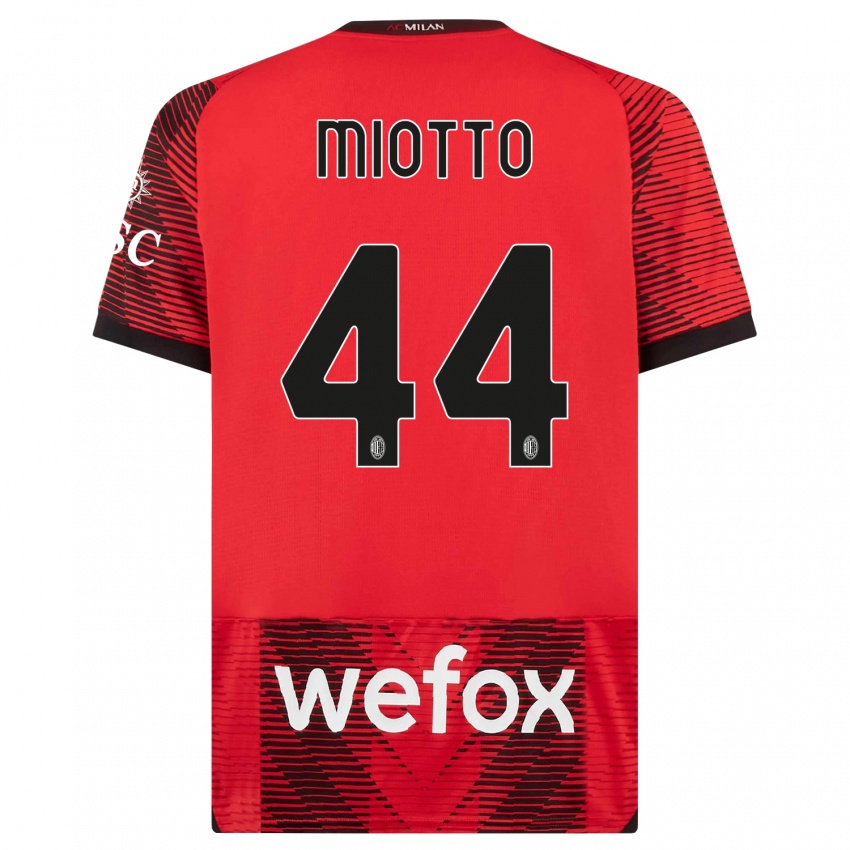 Niño Camiseta Giorgia Miotto #44 Negro Rojo 1ª Equipación 2023/24 La Camisa