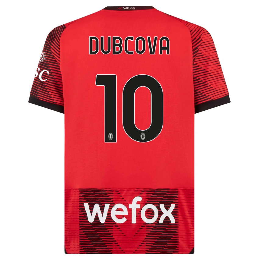 Niño Camiseta Kamila Dubcova #10 Negro Rojo 1ª Equipación 2023/24 La Camisa