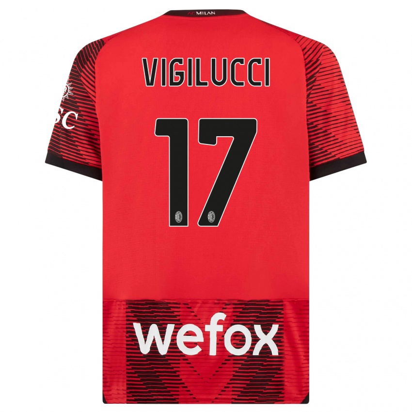 Niño Camiseta Valery Vigilucci #17 Negro Rojo 1ª Equipación 2023/24 La Camisa