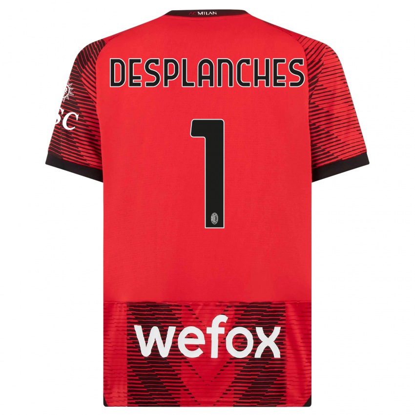 Niño Camiseta Sebastiano Desplanches #1 Negro Rojo 1ª Equipación 2023/24 La Camisa