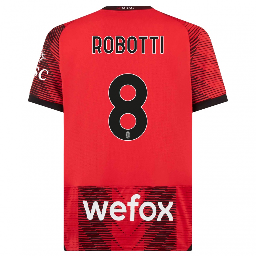 Niño Camiseta Giovanni Robotti #8 Negro Rojo 1ª Equipación 2023/24 La Camisa