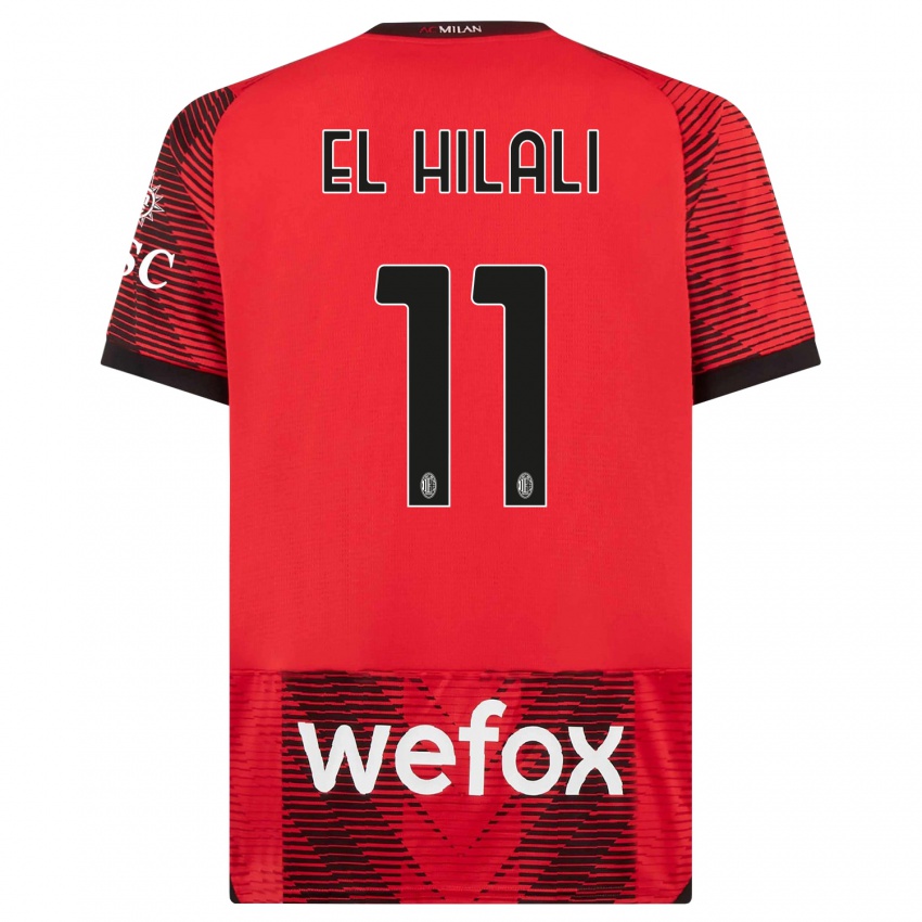 Niño Camiseta Youns El Hilali #11 Negro Rojo 1ª Equipación 2023/24 La Camisa
