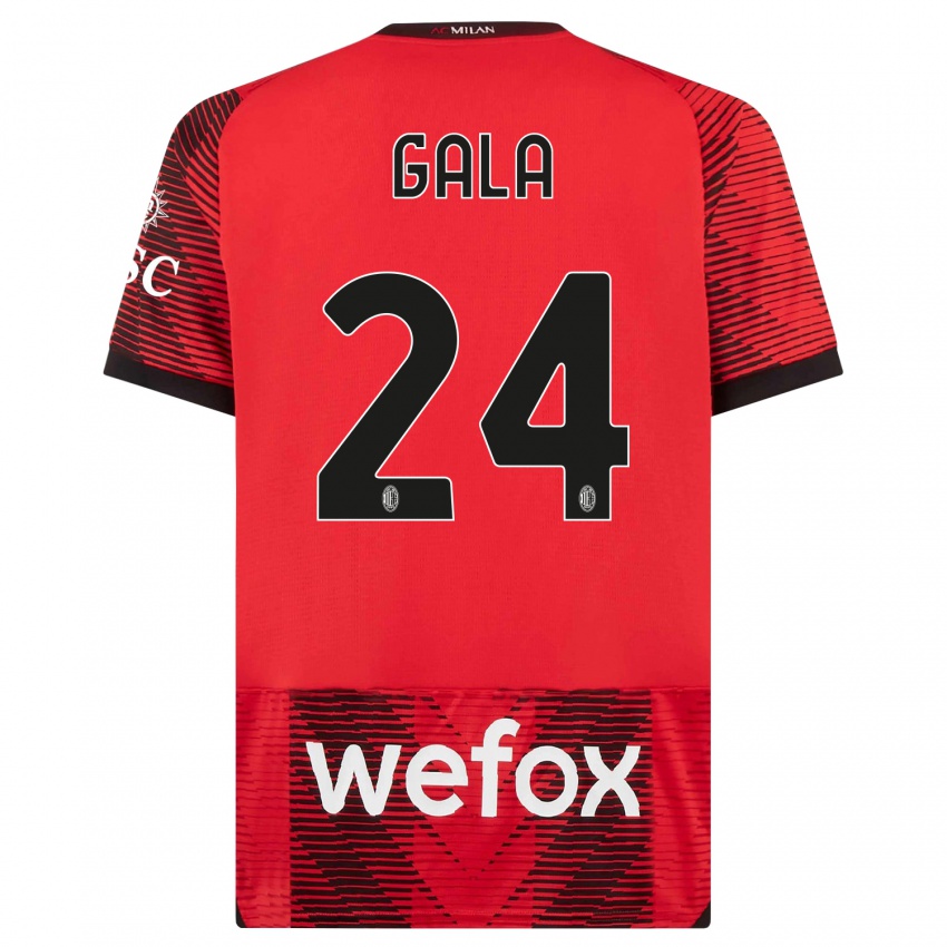 Niño Camiseta Antonio Gala #24 Negro Rojo 1ª Equipación 2023/24 La Camisa