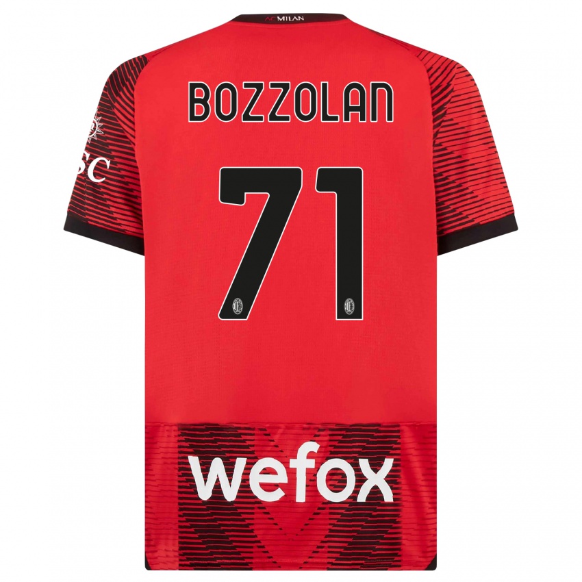 Niño Camiseta Andrea Bozzolan #71 Negro Rojo 1ª Equipación 2023/24 La Camisa