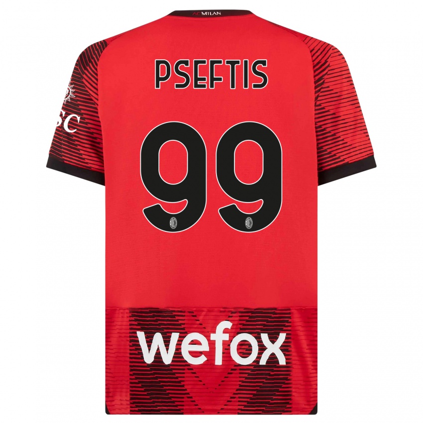 Niño Camiseta Fotios Pseftis #99 Negro Rojo 1ª Equipación 2023/24 La Camisa