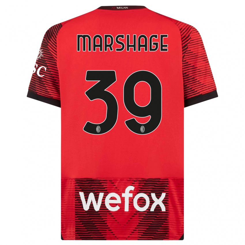 Niño Camiseta Wilgot Marshage #39 Negro Rojo 1ª Equipación 2023/24 La Camisa