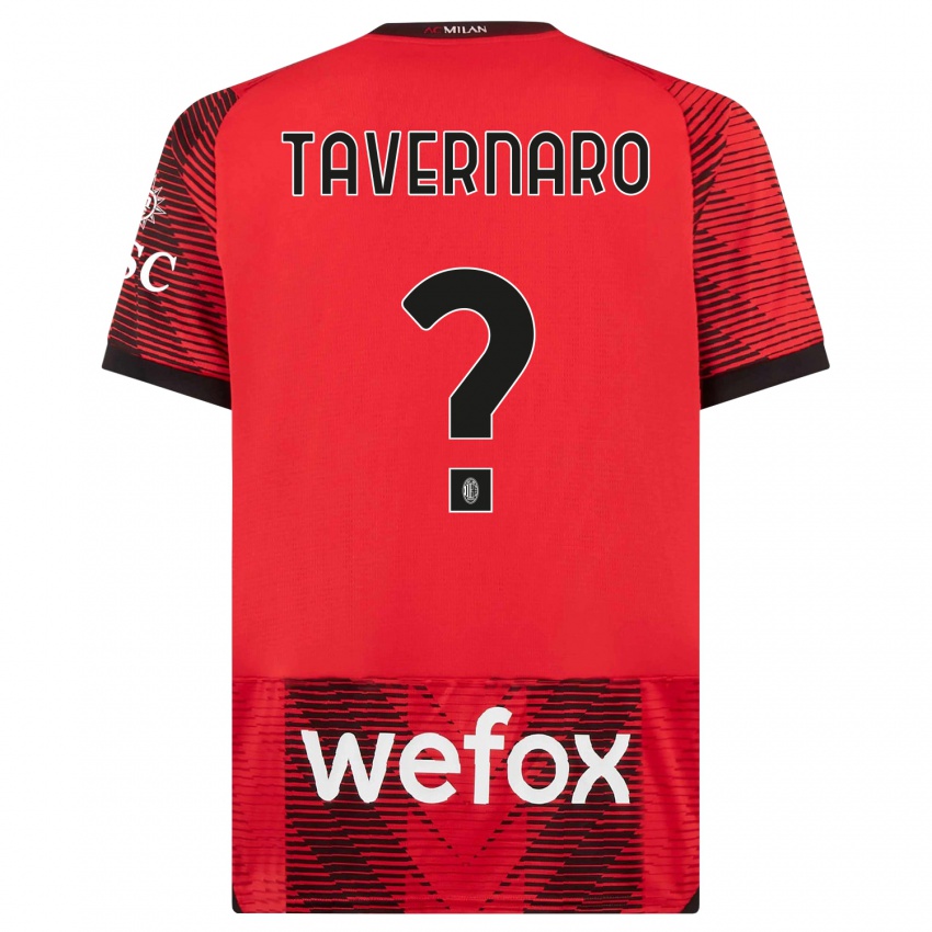 Niño Camiseta Federico Tavernaro #0 Negro Rojo 1ª Equipación 2023/24 La Camisa
