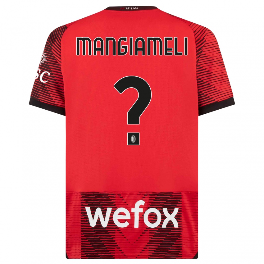 Niño Camiseta Federico Mangiameli #0 Negro Rojo 1ª Equipación 2023/24 La Camisa