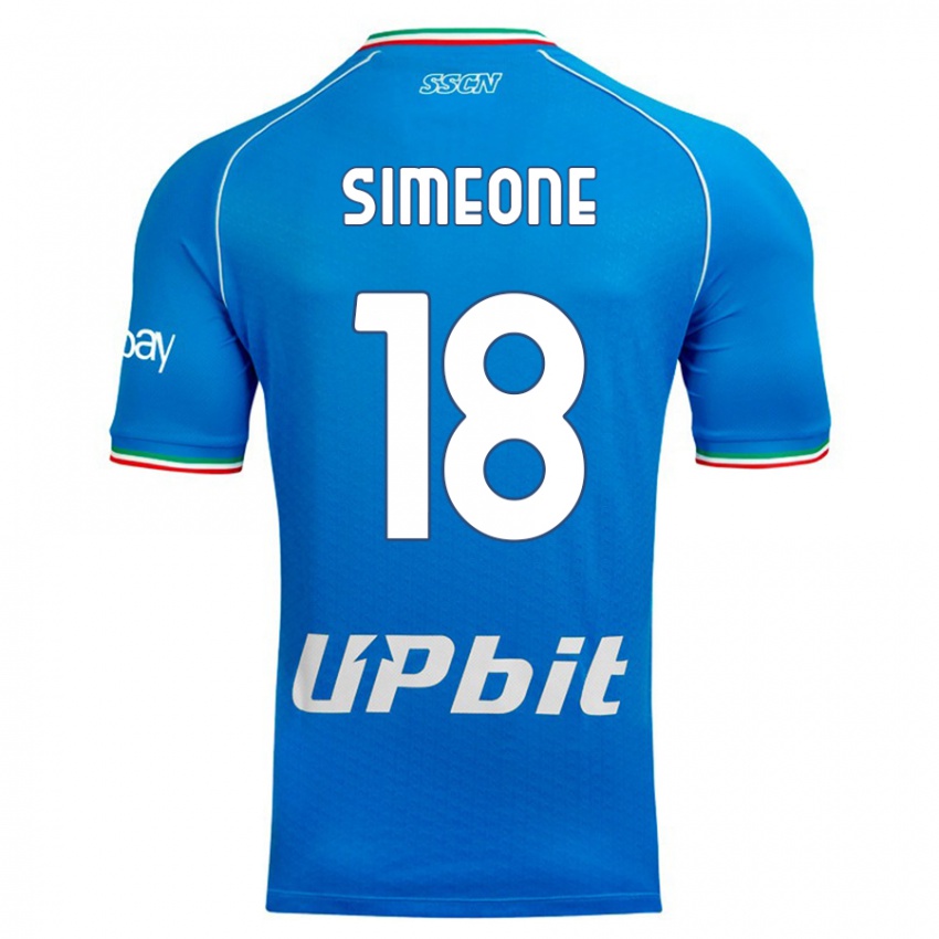 Niño Camiseta Giovanni Simeone #18 Cielo Azul 1ª Equipación 2023/24 La Camisa