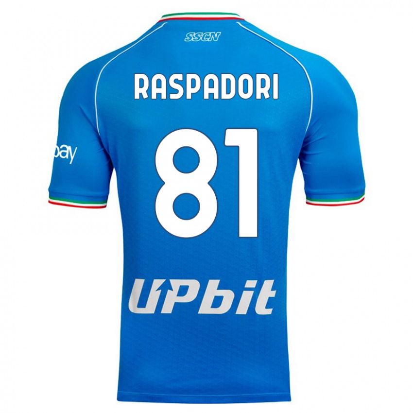 Niño Camiseta Giacomo Raspadori #81 Cielo Azul 1ª Equipación 2023/24 La Camisa