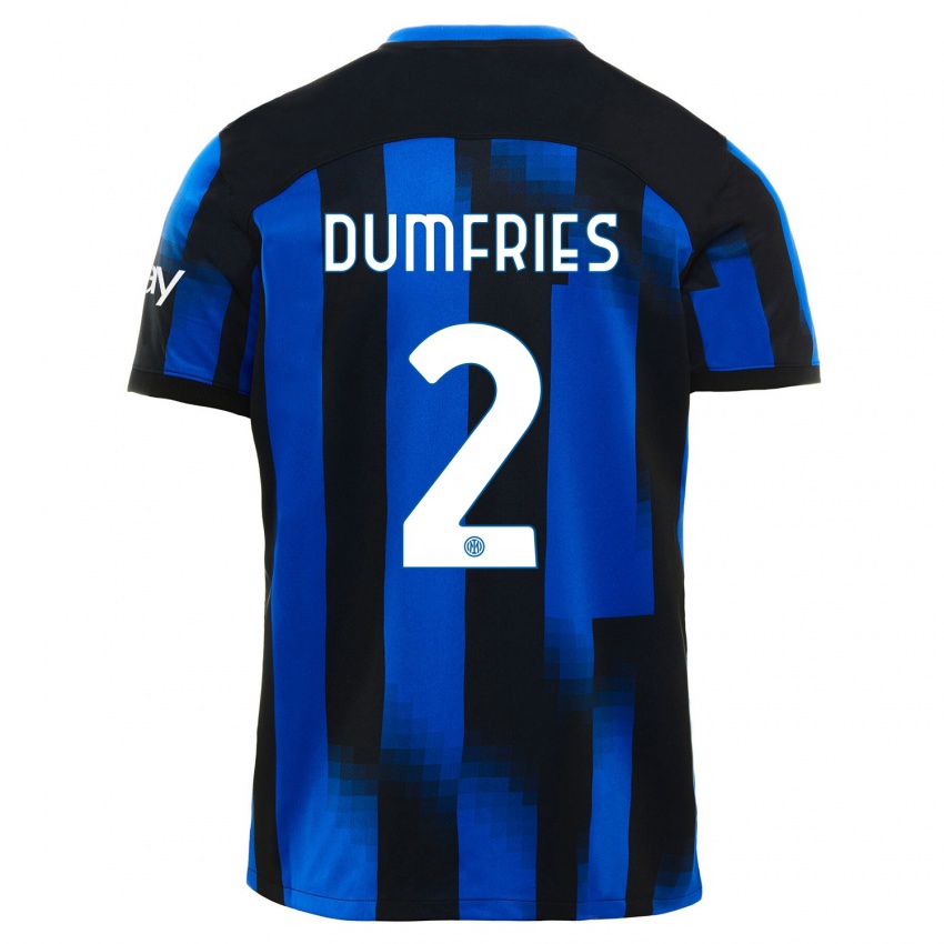 Niño Camiseta Denzel Dumfries #2 Azul Negro 1ª Equipación 2023/24 La Camisa